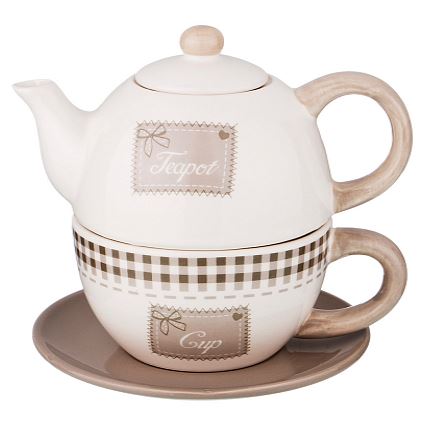 Набор Шотландка чайник и чашка 350/350 мл  230-234